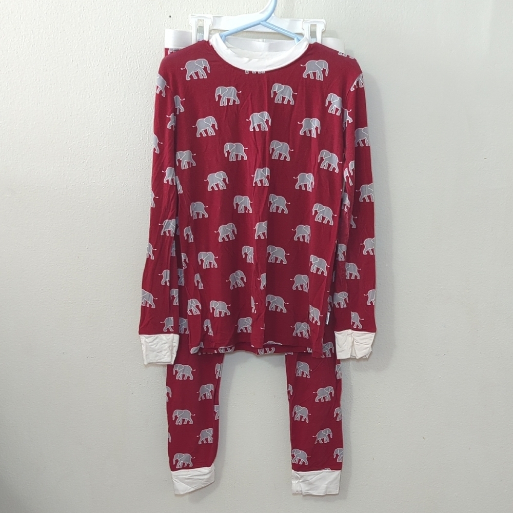 Southern Slumber Red Elephant Bamboo Pajamas Bama Crimson Tide Girls Size 9/10